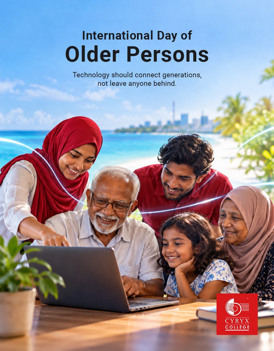 collegecyryx's tweet photo. Technology should connect generations, not leave anyone behind.
Happy International Day of Older Persons!
#InternationalDayOfOlderPersons #DigitalInclusion #LifelongLearning #TechnologyForAll #DigitalLiteracy #CyryxCollege https://t.co/Zvr0QLeKLX