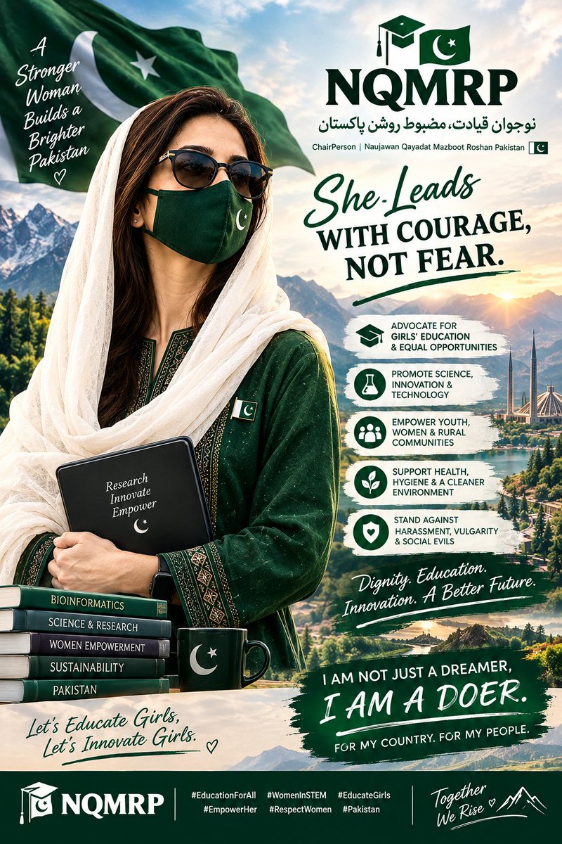 NQMRP's tweet photo. #NQMRP #LetsEducategirls #EducationForAll #EmpowerHer #WomenInSTEM #RespectHumanity #Respectwomeninpolitics #BioinformaticsCreed #PakistanZindabad https://t.co/7Vkvnzq7FX