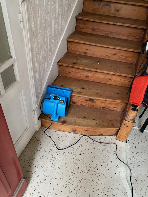plombier_bou's tweet photo. Après d’importantes infiltrations provenant de la façade, nous avons installé plusieurs appareils d’assèchement sur deux niveaux de la cage d’escalier.

Ils resteront en place environ un mois pour permettre un séchage complet des zones touchées.

Une infiltration ? Contactez-moi https://t.co/abK8pq0qUf