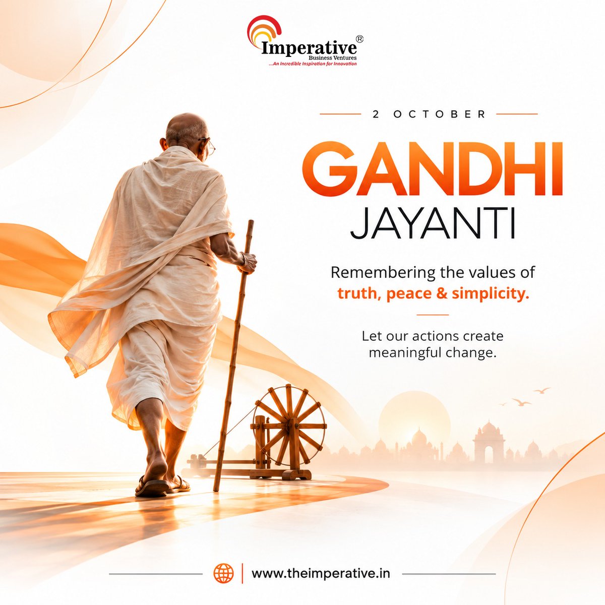 Imperative024's tweet photo. Progress begins with truth, peace and simplicity. 🕊️
This Gandhi Jayanti, let's honour Gandhiji's timeless values through meaningful actions.
Happy Gandhi Jayanti! 🇮🇳
#GandhiJayanti2026 #MahatmaGandhi #Imperative https://t.co/0lAZHX5n4J