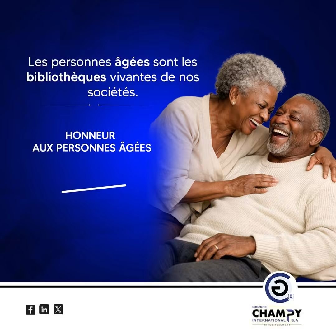 Groupe_Champy's tweet photo. #Journée_Internationale_des_Personnes_Agées

Les personnes âgées sont les bibliothèques vivantes de nos sociétés. 
Bonne journée internationale des personnes âgées

#GroupeChampyInternational
#PaixAuBurkinaFaso
#journéeinternationaledespersonnesagées
#Parents https://t.co/0VOQ2wJ0bK