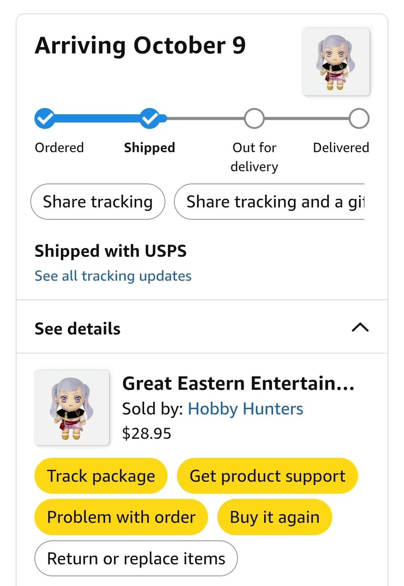 Hidden_Plant's tweet photo. 🤯 It already shipped! I can't wait to see you Noelle and cuddle with you every night. 🥵

#BlackClover #NoelleSilva 💙 https://t.co/t79c9MNFf8