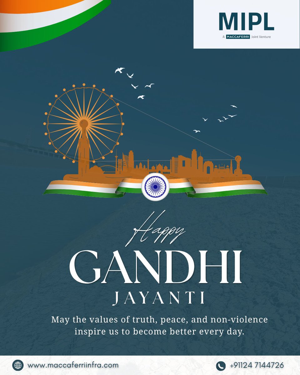 maccaferriinfra's tweet photo. Remembering Mahatma Gandhi and his timeless values of truth, simplicity and responsible action.
Wishing everyone a peaceful and meaningful Gandhi Jayanti.
#GandhiJayanti #EngineeringExcellence #MIPL #engineeringinfrastructure #SustainableDevelopment https://t.co/bGkiJYgYSn