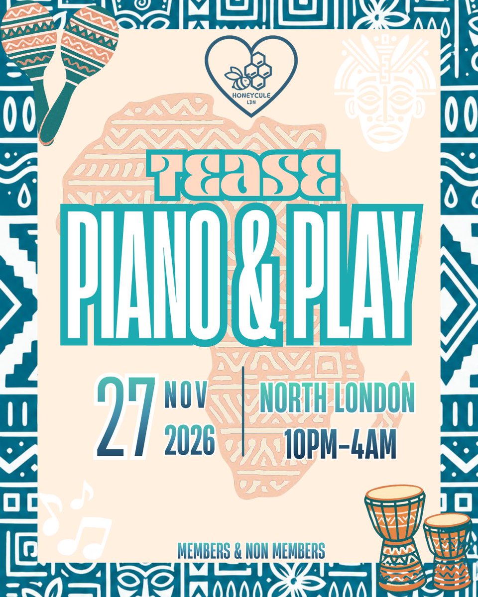Honeycule's tweet photo. 🎹 Tease: Piano &amp; Play 🎹 

Come &amp; step to some Piano Piano 🎶 

Dress Code👗 : Shades of Blue 🩵💙

📆 27/11 
⏰ 10pm - 4am
📍 North London 
🐝 Members &amp; Non Members 
🚫23+ 
🤎 POC Only
ℹ️ Members check your emails, we have cheeky discounts available 

https://t.co/UlM6PNe4Nd https://t.co/bDWVVDUIYm