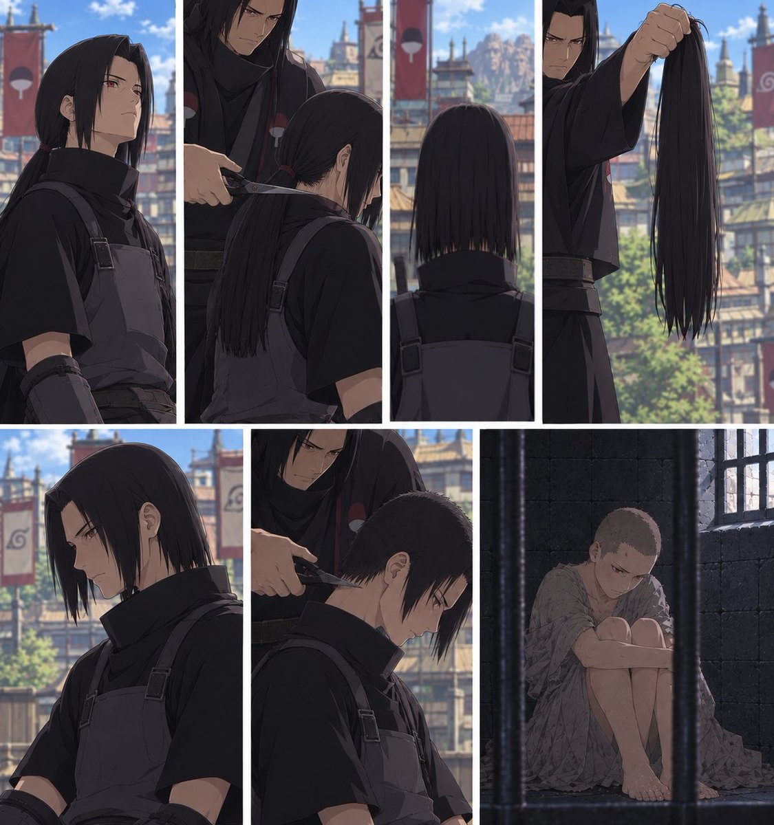 Aerodinamic_0's tweet photo. An AU where the Uchiha clan coup was exposed before any blood was shed. Instead of a massacre and defection, Itachi accepts the most shameful sentence from his own father—public stripping of his status and life imprisonment in Konoha's underground cells 
#Naruto #Itachi #Uchiha https://t.co/GojJ4q9s6s