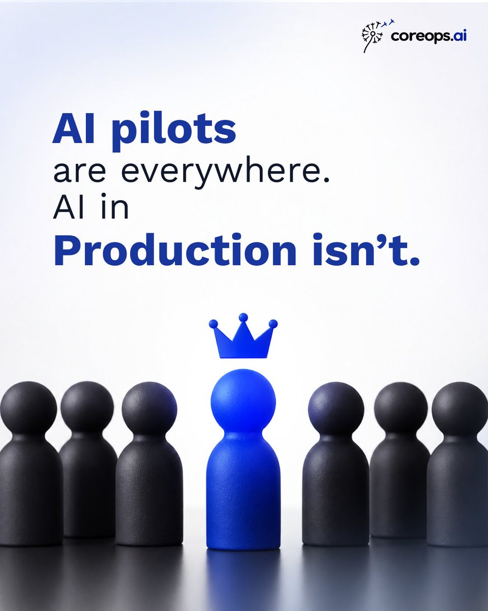 CoreOpsAI's tweet photo. Enterprise leaders are tired of: 
❌ AI pilots that never reach production 
❌ Data trapped across systems 
❌ Legacy systems slowing transformation 
❌ Decisions based on outdated information

The challenge isn't AI experimentation
It's turning AI into business value
Let's talk! https://t.co/RMNjUe1sYe