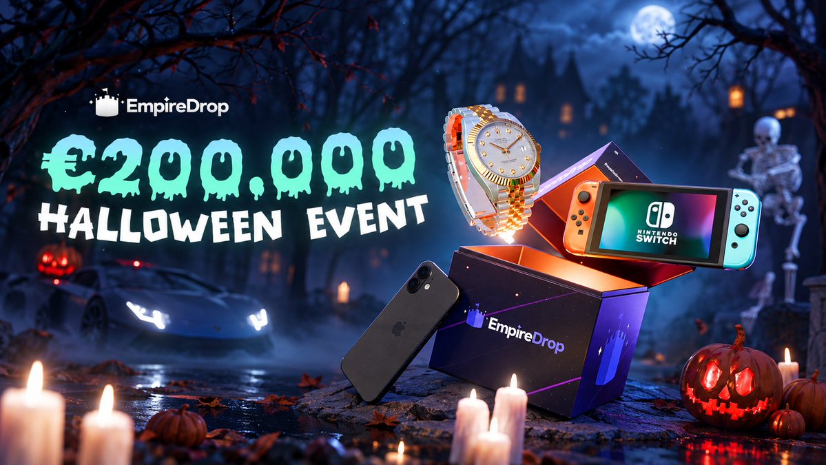 empiredrop's tweet photo. 🎃 €200,000 HALLOWEEN EVENT! 🎃

✨ Halloween EmpireSpin & DuelSpin are BACK!
⚔️ €25,000 Weekly Race 
🎲 €2,500 Daily Raffle

💎 $100 GIVEAWAY: RT + REPLY + FOLLOW!
