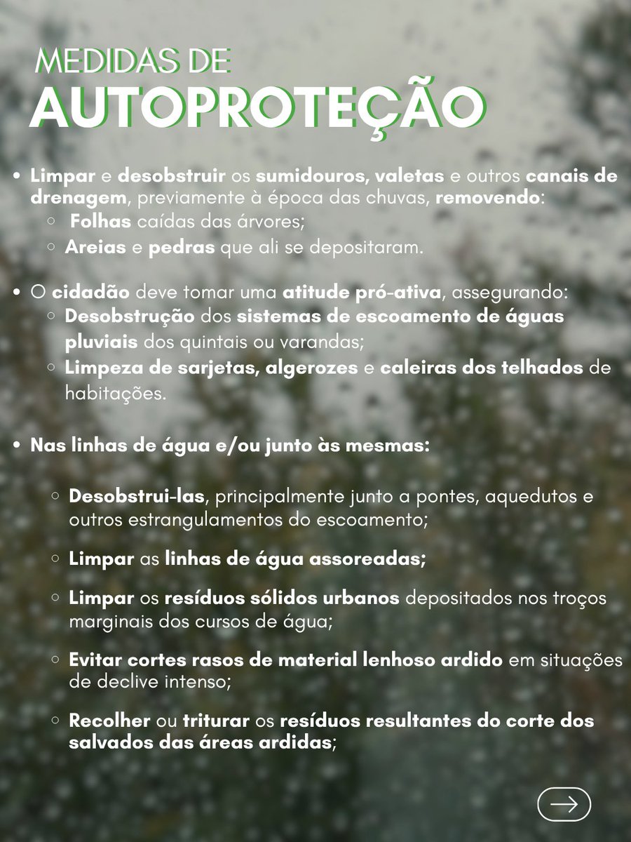 ProteccaoCivil's tweet photo. Inicia hoje o novo #AnoHidrológico, um período onde passará a ocorrer, naturalmente, maior precipitação.

A prevenção tem um papel importante na minimização das consequências mais graves deste fenómeno natural.

ℹ️​ Fique a conhecer algumas das medidas de #prevenção. https://t.co/j6q0lJpK7v