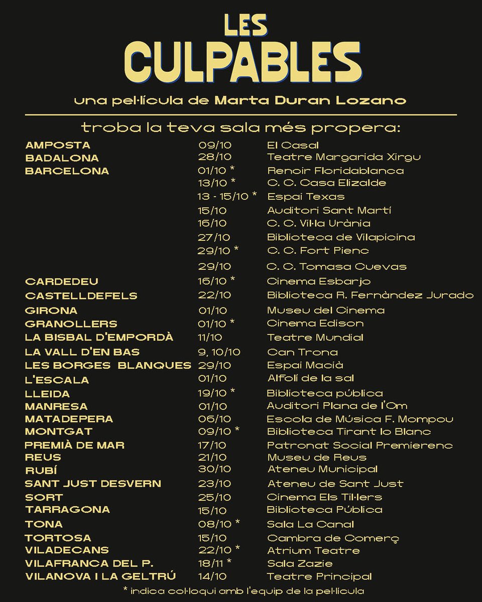 BoogalooFilms's tweet photo. 💌 #LesCulpables s'estrena AVUI als cinemes 
És el #DocsdelMes d'octubre i la trobareu a sales de tot el territori.

Avui les 20:30h, presentació i col·loqui als @cinesrenoir Floridablanca.  

Avui també: Madrid, Girona, Granollers, L'Escala, Manresa, A Coruña.

@martaduranloz https://t.co/Y9f0HtZnMl