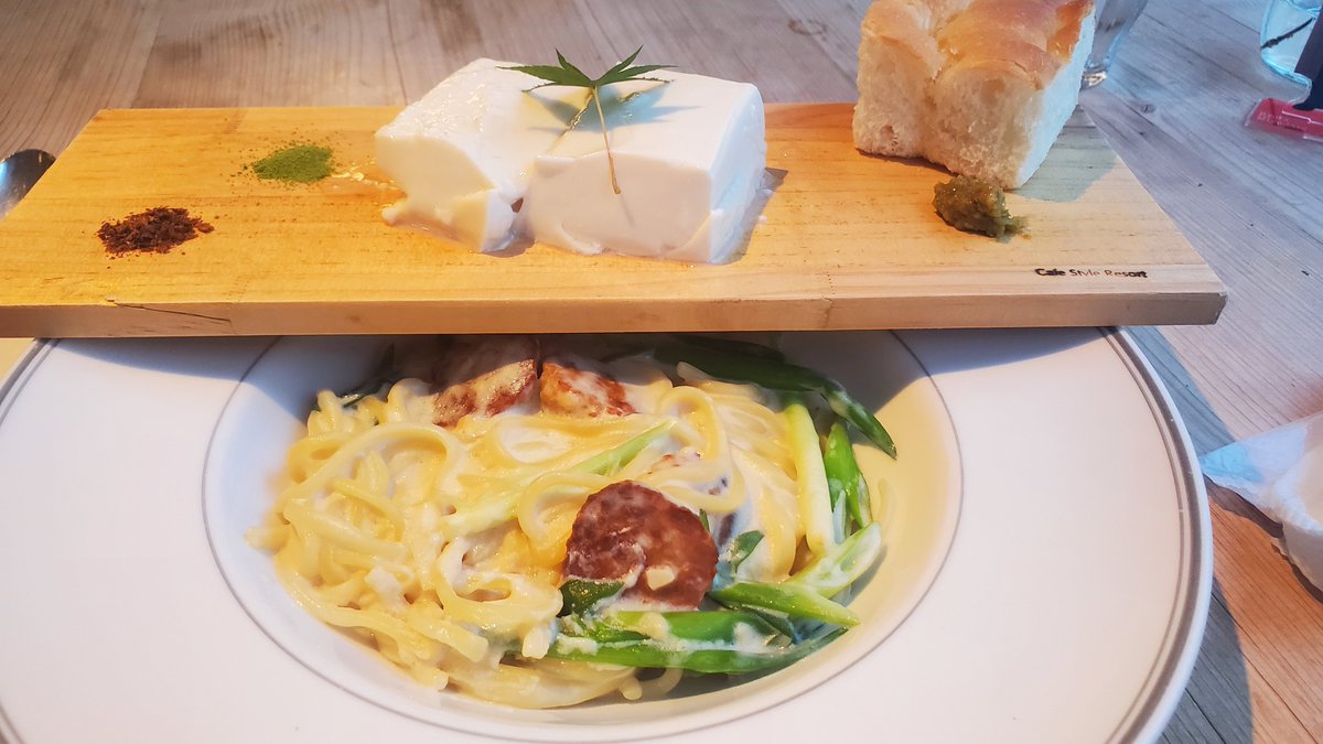 givemesasa's tweet photo. 今日は、嵐山で豆腐パスタ食べてる！めっちゃ美味🍝 https://t.co/KmXOeSnT6R