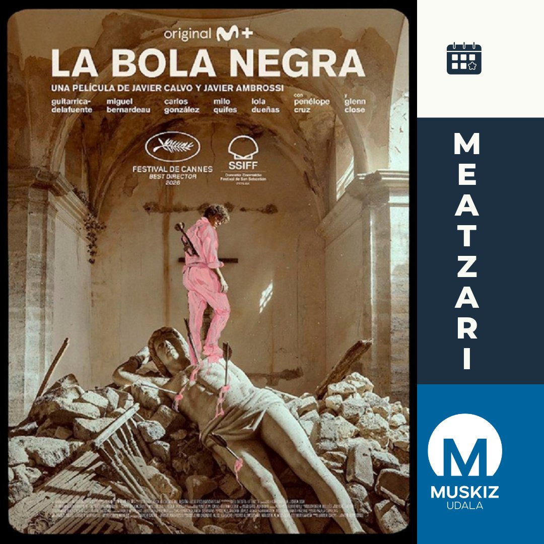 Muskiz's tweet photo. 📌 CINE DEL DOMINGO EN MEATZARI ARETOA

4 de octubre

➡️ 17:00: "Tadeo Jones y la lámpara maravillosa" 
➡️19:30: "La bola negra"

  ➖➖➖

📌 MEATZARI ARETOKO IGANDEKO FILMEAK

Urriak 4

➡️ 17:00: "Tadeo Jones y la lámpara maravillosa" 
➡️ 19:30: "La bola negra"

#Muskiz https://t.co/lCgZT7mJgF