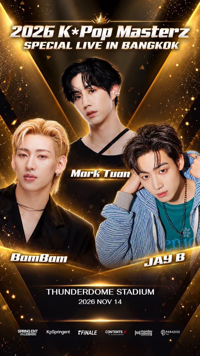 tuk_sang's tweet photo. เลือกไม่ถูกเลยสามพี่น้อง #GOT3
🗓 วันแสดง
14 พฤศจิกายน 2569
🎟️วันกดบัตร
3 ตุลาคม 2569
📍 สถานที่
THUNDERDOME STADIUM
#BamBam #JAYB #Marktuan
#KPOPMASTERZ_SPECIAL_LIVE_IN_BANGKOK #BANGKOK Thanks.pic https://t.co/EFJxFHzNOj