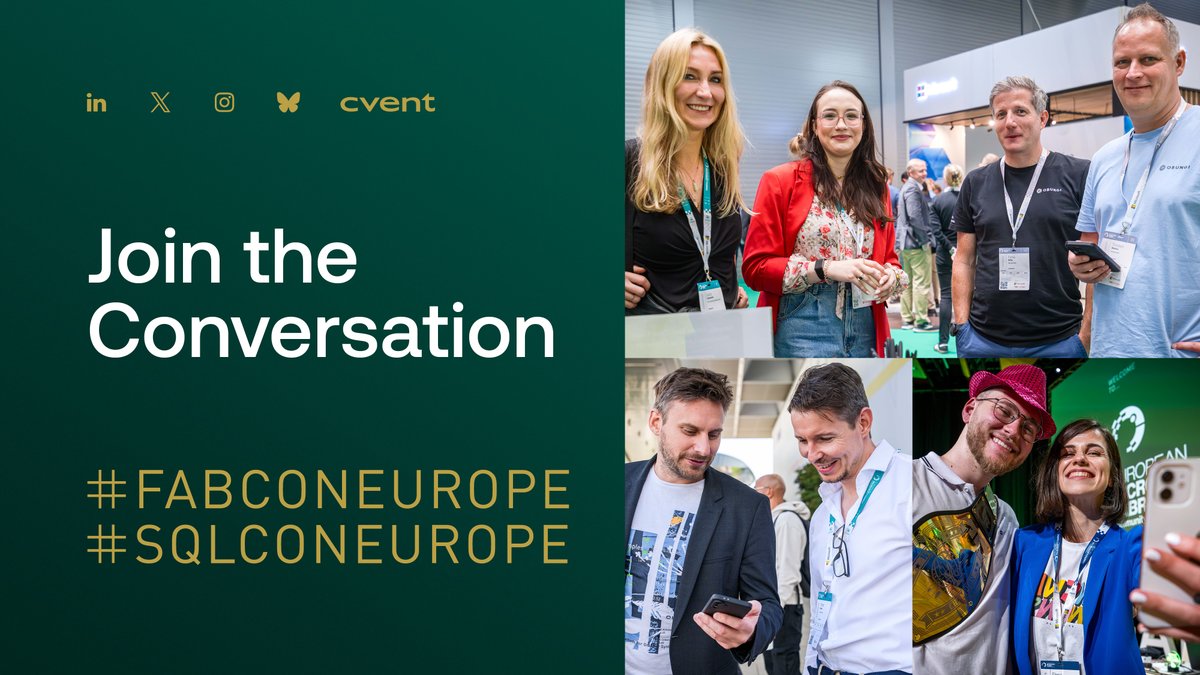 EuropeanFabric's tweet photo. Share your thoughts, learnings, tips and tricks by using #FabConEurope and/or #SQLConEurope π https://t.co/aBhJkbG01D