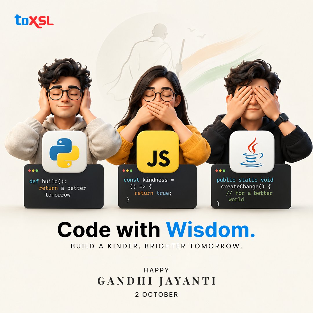 ToXSL's tweet photo. Truth, simplicity, and perseverance continue to inspire meaningful change. This Gandhi Jayanti, ToXSL Technologies honors Mahatma Gandhi’s enduring legacy of peace and responsible action.

ToXSL Technologies wishes you all a very Happy Gandhi Jayanti.

#toxsl #GandhiJayanti https://t.co/RQ1pxyxPst