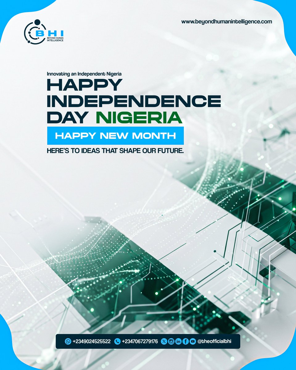 theofficialbhi's tweet photo. Every new month is special, but this one is extra special. 🇳🇬

Today, we celebrate our people, our resilience, our creativity, and our ability to keep building despite the challenges.

Happy Independence Day and Happy New Month, Nigeria! 🇳🇬 https://t.co/Ib2UvN9F5E