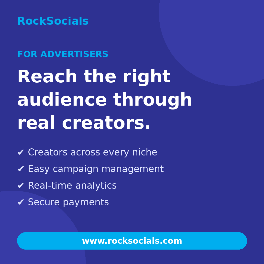 RockSocials's tweet photo. Brands need creators. Creators need brands.
RockSocials brings them together, with secure payments and real-time analytics.
Sign up
https://t.co/9VmL2G4cJE
#RockSocials #CreatorEconomy https://t.co/q1mPShJOH3
