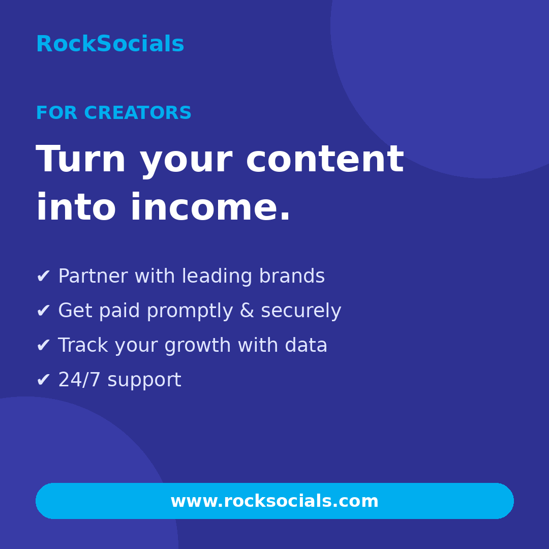 RockSocials's tweet photo. Brands need creators. Creators need brands.
RockSocials brings them together, with secure payments and real-time analytics.
Sign up
https://t.co/9VmL2G4cJE
#RockSocials #CreatorEconomy https://t.co/q1mPShJOH3