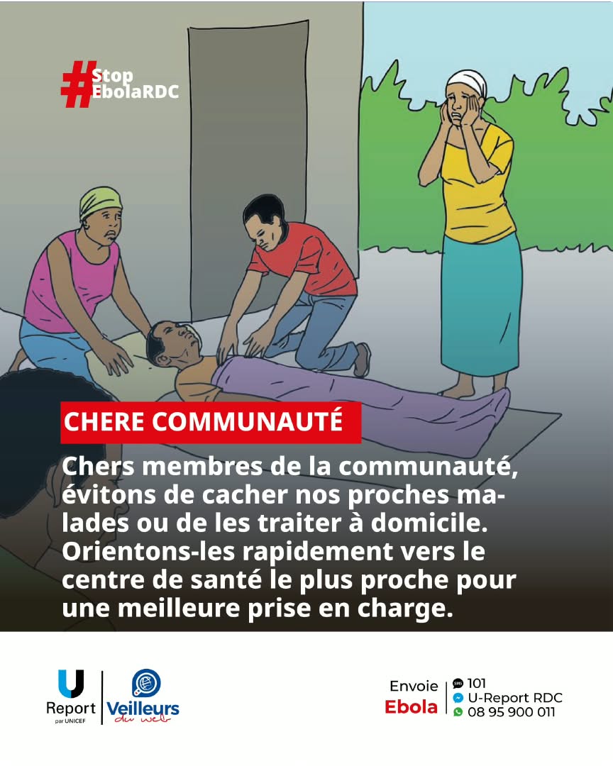 badi_j13's tweet photo. Que ferais-tu si un proche présentait des signes suspects d’Ebola ? 

Ne le cache pas : cela peut le mettre en danger. Oriente-le vite vers le centre de santé le plus proche. 

Envoie : « EBOLA » au 101, SMS gratuit. 

#StopEbolaRDC https://t.co/I5NoGZKAZB