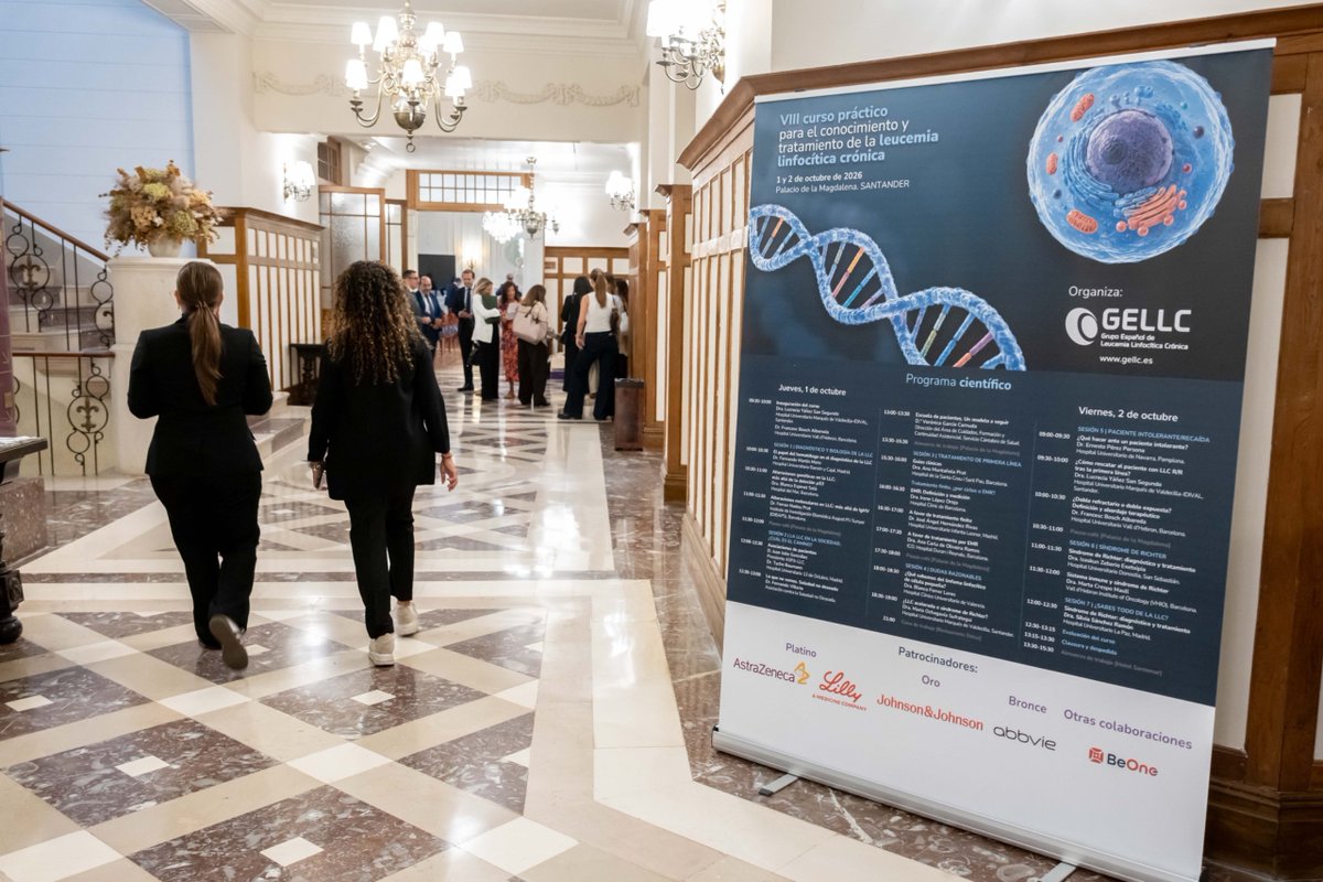sehh_es's tweet photo. 🚀 Arranca en Santander una cita de referencia con la #LLC ⬇️⬇️⬇️
En la #SEHH, hoy estamos en el Palacio de la Magdalena con el Grupo Español de Leucemia Linfocítica Crónica, @gellc, que celebra el VIII Curso práctico para el conocimiento y tratamiento de la leucemia linfocítica crónica.  

Dirigido por @DrLucreciaYSS, de @HUnivValdecilla
y Francesc Bosch, de @vallhebron, este encuentro reúne a especialistas de todo el país con una clara vocación práctica: llevar la evidencia y los nuevos avances de la #leucemia linfocítica crónica a un espacio de debate y consolidar un encuentro de aprendizaje entre profesionales.

📍 Palacio de la Magdalena · Santander
📅 1 y 2 de octubre de 2026
¡Comenzamos!

Patrocinan: Lilly, @AbbVie_ES, @AstraZenecaES, @BeOneMedicines, @JNJInnovMedES

#SEHH #Hematología #LLC #LeucemiaLinfocíticaCrónica #Formación #Santander