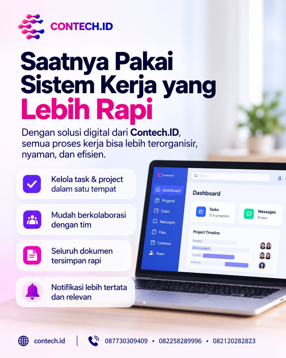 contechofficial's tweet photo. Lagi fokus, notif masuk. Baru mau lanjut kerja, notif lain nyusul. Kalau informasi datang dari terlalu banyak tempat, kerjaan simpel pun bisa terasa ribet. Mau workflow bisnis lebih rapi? ๐ฒ 087730309409 โข 082258289996 โข 082120282823 ๐ https://t.co/1zwQr4rTEp #contechid https://t.co/0IN043i5PI