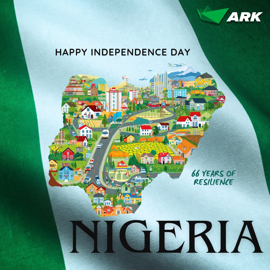Ark_Insurance's tweet photo. 66 years of our journey 🇳🇬

Here’s to Nigeria—Resilient, Vibrant &amp; Full of possibilities. 

Happy Independence Day Nigeria!

#Independenceday #celebratingresilience #protection #ArkInsuranceBrokers https://t.co/M2HIGGPux1