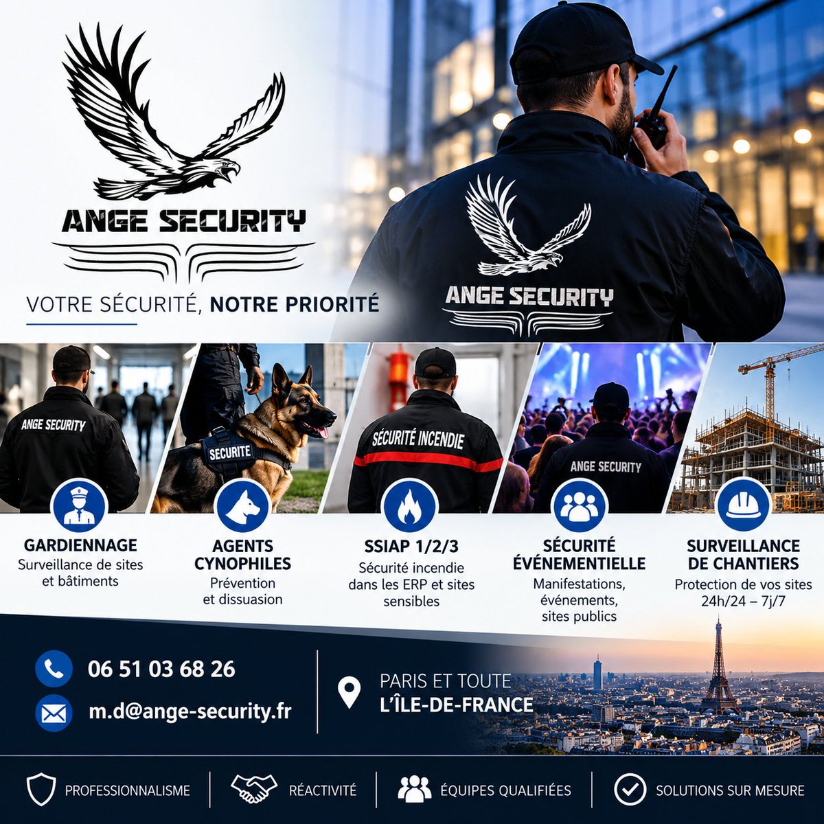 dianesecurity2's tweet photo. 🛡️ ANGE SECURITY – Votre sécurité, notre priorité
Nous assurons vos besoins en gardiennage, surveillance de sites et chantiers, sécurité incendie SSIAP, agents cynophiles et sécurité événementielle à Paris et dans toute l’Île-de-France.
📞 06 51 03 68 26 https://t.co/PvaRA610Xm