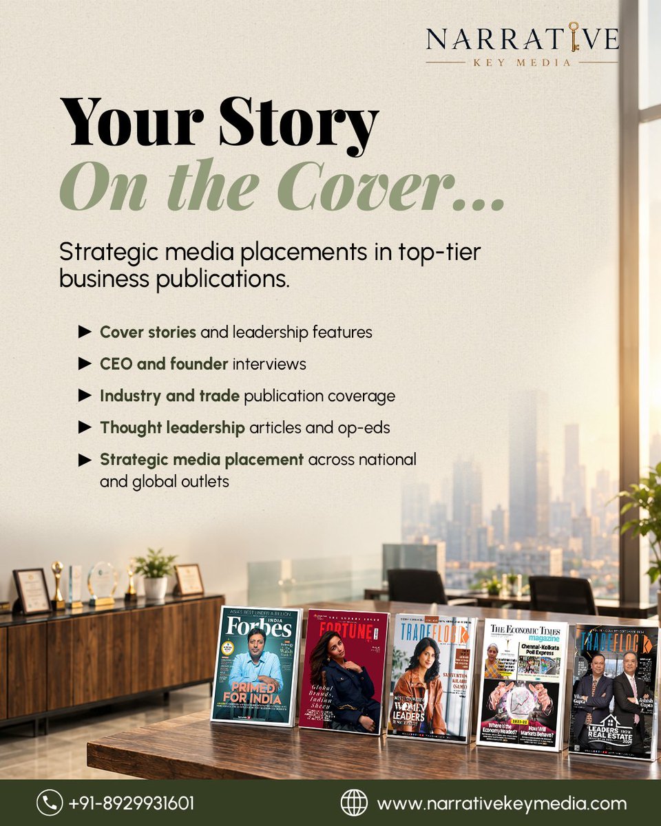NarrativeKey's tweet photo. We don't chase headlines. We create them. 
Features. Interviews. Placements. All designed to build your credibility and grow your reach.
Narrative Key Media: Unlocking Your Story.
#BrandStorytelling
#PRStrategy
#MediaCoverage
#ThoughtLeadership
#CEOBranding
#EarnedMedia https://t.co/l9hvK41ivS