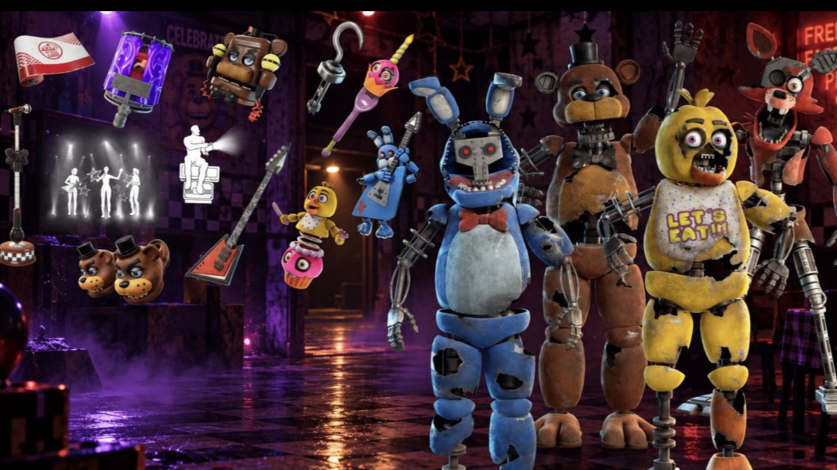 FortnitePV2's tweet photo. Who still needs a 12,500 V-Bucks code in DM’s to get the FNAF SKINS 👀 https://t.co/IAHRlaf1HA