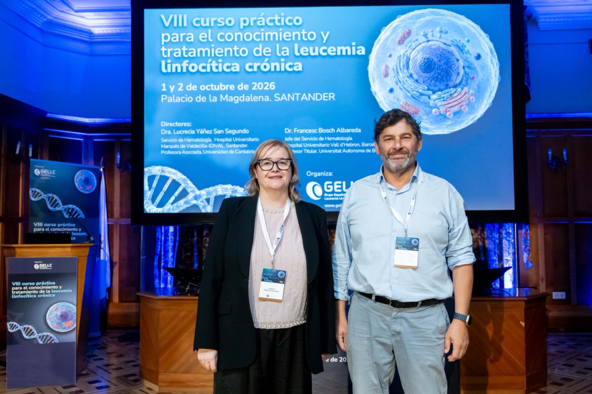 sehh_es's tweet photo. 🚀 Arranca en Santander una cita de referencia con la #LLC ⬇️⬇️⬇️
En la #SEHH, hoy estamos en el Palacio de la Magdalena con el Grupo Español de Leucemia Linfocítica Crónica, @gellc, que celebra el VIII Curso práctico para el conocimiento y tratamiento de la leucemia linfocítica crónica.  

Dirigido por @DrLucreciaYSS, de @HUnivValdecilla
y Francesc Bosch, de @vallhebron, este encuentro reúne a especialistas de todo el país con una clara vocación práctica: llevar la evidencia y los nuevos avances de la #leucemia linfocítica crónica a un espacio de debate y consolidar un encuentro de aprendizaje entre profesionales.

📍 Palacio de la Magdalena · Santander
📅 1 y 2 de octubre de 2026
¡Comenzamos!

Patrocinan: Lilly, @AbbVie_ES, @AstraZenecaES, @BeOneMedicines, @JNJInnovMedES

#SEHH #Hematología #LLC #LeucemiaLinfocíticaCrónica #Formación #Santander
