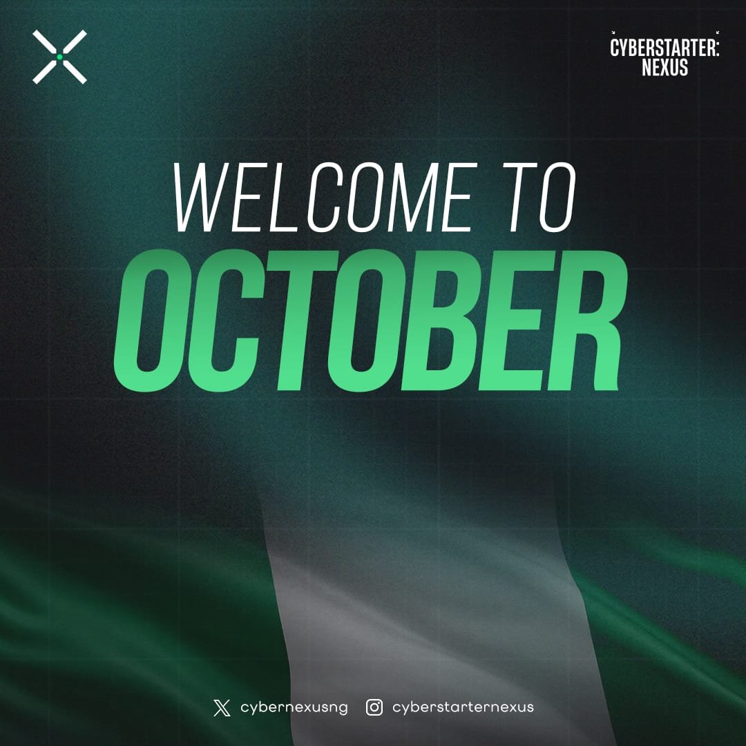 cybernexusng's tweet photo. Happy Independence Day, Nigeria 🇳🇬

Today we celebrate 66 years and the people building in this country, including everyone in this space.
 
October marks the start of the last quarter of the year. 
Every month from now goes into making Cyberstarter Nexus bigger and better. https://t.co/7aPEwZbBgW