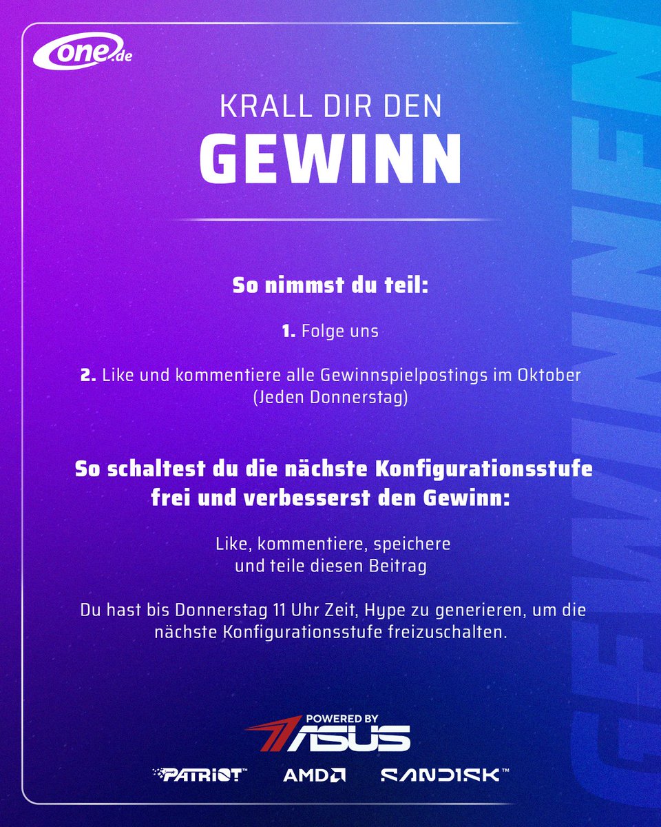 onecomputer's tweet photo. ONEtober Gewinnspiel!!!💙
Danke an @asusde 🎉

Um teilnehmen zu können, musst du uns folgen, alle Gewinnspielpostings liken und kommentieren. 

Likes/Shares/Kommentare/neue Follower erhöhen die Hypestufe!
💙

Ende: 29.10.2026

#ONEtober #Gewinnspiel #Win https://t.co/2GgZS3tKop