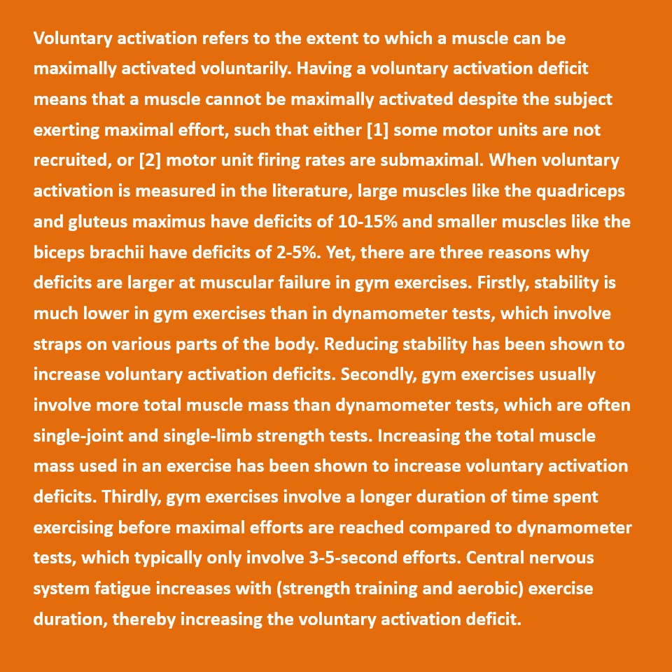 SandCResearch's tweet photo. One of the most persistent myths in the fitness industry is the idea that we can reach maximal levels of motor unit recruitment in any exercise, so long as we train to muscular failure. For more details and citations, see the weekly free Patreon article. https://t.co/gp4B2eZRJx