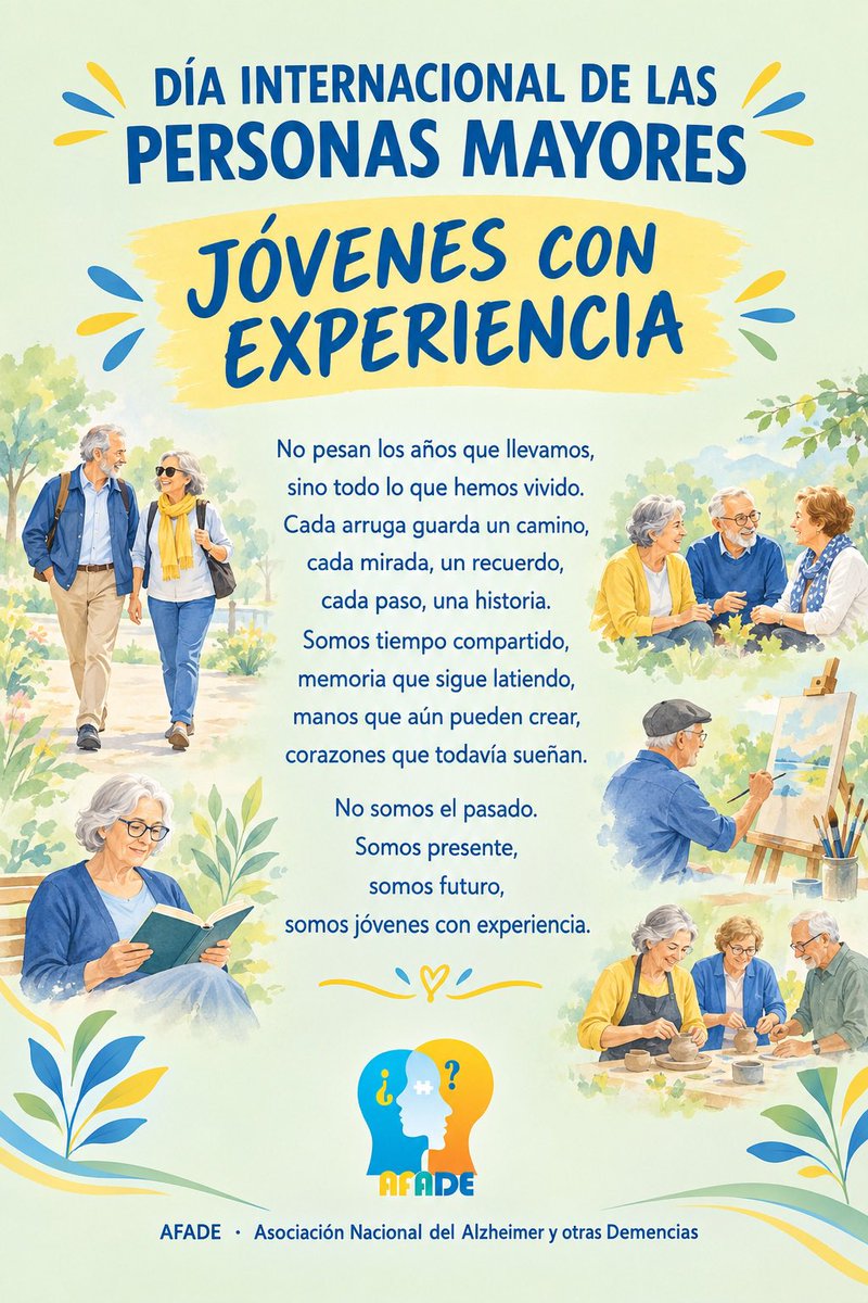 AFADE19's tweet photo. “Día internacional de personas mayores “desde AFADE siempre decimos “jovenes con experiencia “porque hay mucho que enseñar y muchas ganas de aprender 🤗 Y no olvidemos que son los 365 días del año. Respetemos a lxs jóvenes con experiencia 🙏🏻 https://t.co/FoehObVZqz