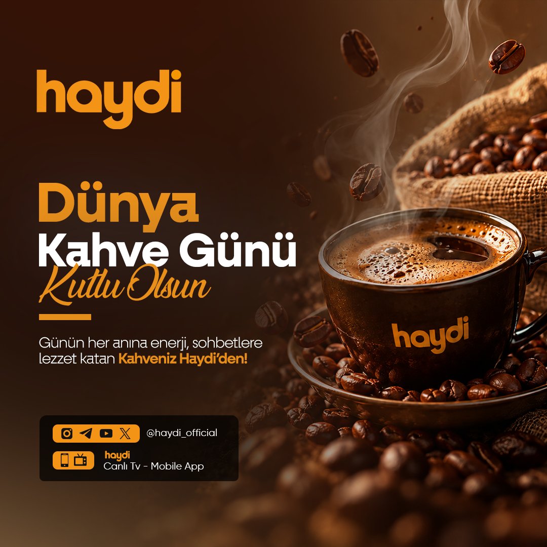 HaydiBahisTR's tweet photo. #DünyaKahveGünü | 1 Ekim Kahvenin kokusu, sohbetin sıcaklığı ve günün enerjisi… Bugün kahvenizi nasıl seviyorsanız öyle için, keyfinizi Haydi ile paylaşın! Dünya Kahve Günü kutlu olsun! 🧡 #Haydi https://t.co/6AtJHmSg8n