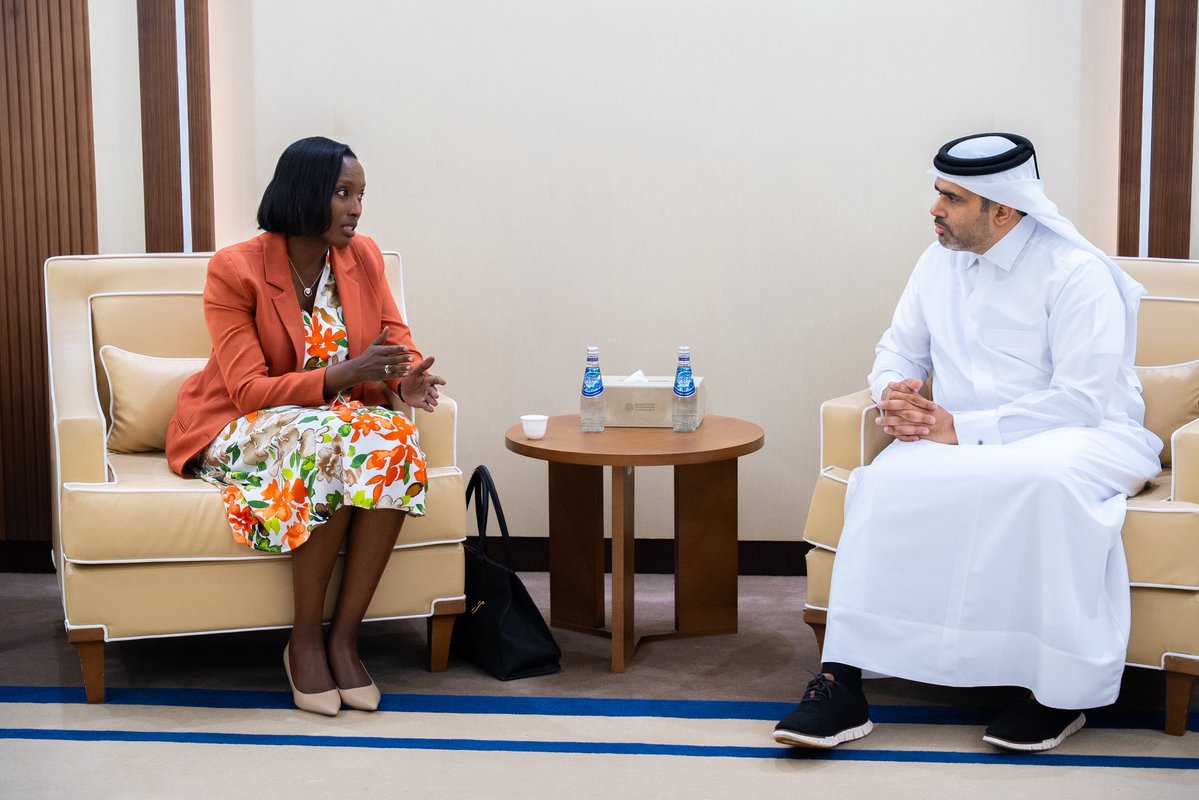 BRDbank's tweet photo. Thank you, Doha! 🇶🇦 Our CEO Ms. Stella Rusine Nteziryayo is grateful to @qatar_fund Deputy DG Mr. Abdulla Al-Fehani and QDB CEO Mr. Abdulrahman Al-Sowaidi for their gracious hospitality and continued partnership in advancing Rwanda's development. 🇷🇼🤝 #AIIB2026 https://t.co/hpeILP4lpQ