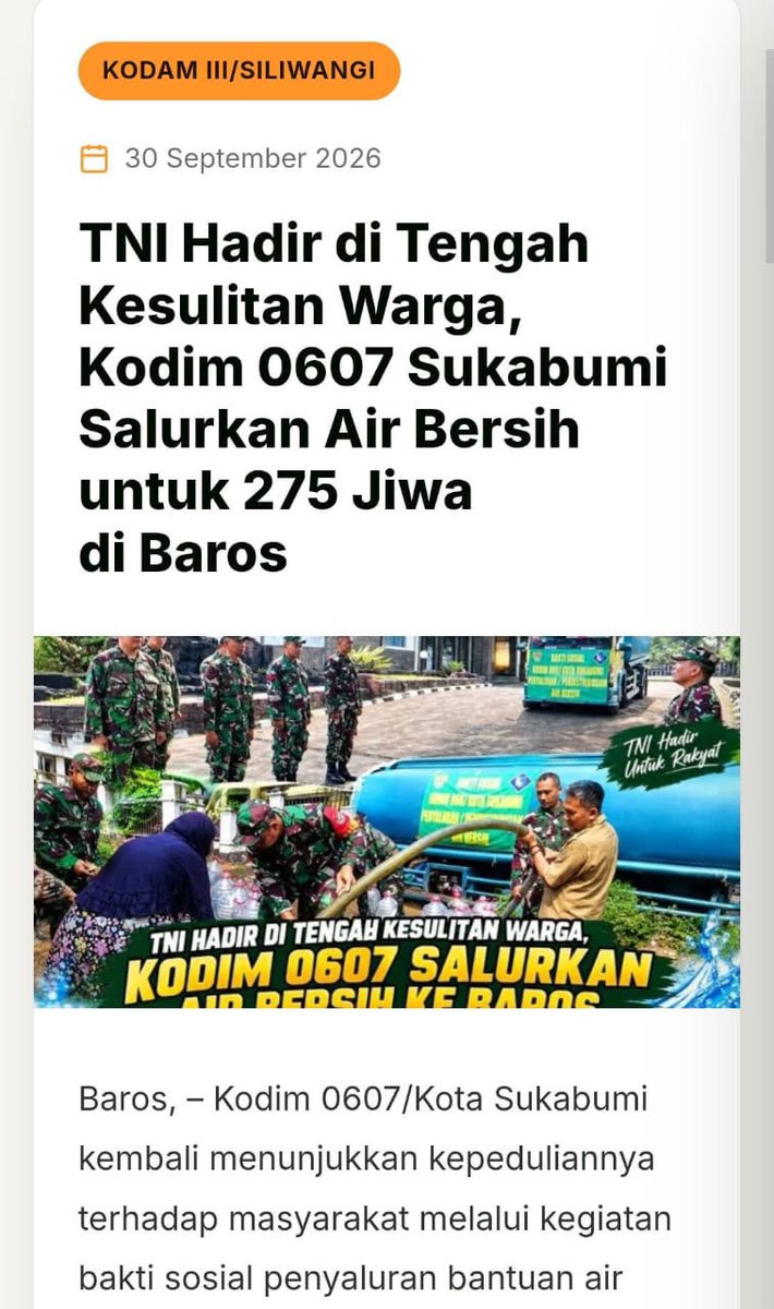 Arjunasaskara's tweet photo. Apresiasi setiap tetes keringat anggota TNI yang ditumpahkan untuk rakyat. Dedikasi mereka jelas dan tulus.

Infobaik Kadang Terabaikan https://t.co/WNQMqErIYJ