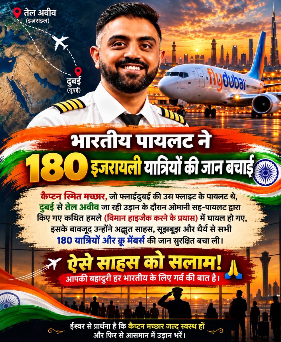 NaveenSirRWA's tweet photo. भारतीय मूल के पायलट कैप्टन स्मित मच्छार के इस अद्भुत साहस और निडरता को मेरा सलाम आपकी सूझबूझ की वजह से आसमान में हजारों फीट की ऊंचाई पर 180 यात्रियों और क्रू मेंबर्स की जान बच पाई है। ईश्वर से मेरा प्रार्थना है कि कैप्टन मच्छार जल्द से जल्द स्वस्थ हो और फिर से अद्भुत साहस और निडरता के साथ आसमान में उड़ान भरे। 🙏