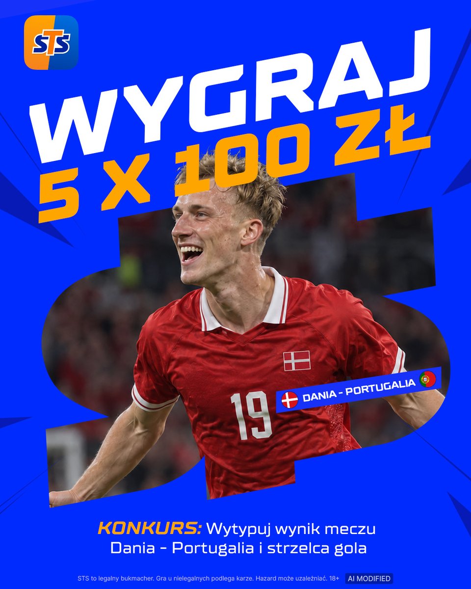 stspolska's tweet photo. ADMIN podpowie coś do tego konkursu. Jak będzie typować strzelca, to raczej nie CR7 :)

Zasady: 
1. Zaobserwuj profil STS, polub i podaj dalej ten post
2. Wytypuj wynik i strzelca w meczu Dania - Portugalia
3. Dodaj #LiczySięBardziej
🎁Nagrody: 5x100 PLN BONUS

Regulamin: https://t.co/wQ6jGP0Iav