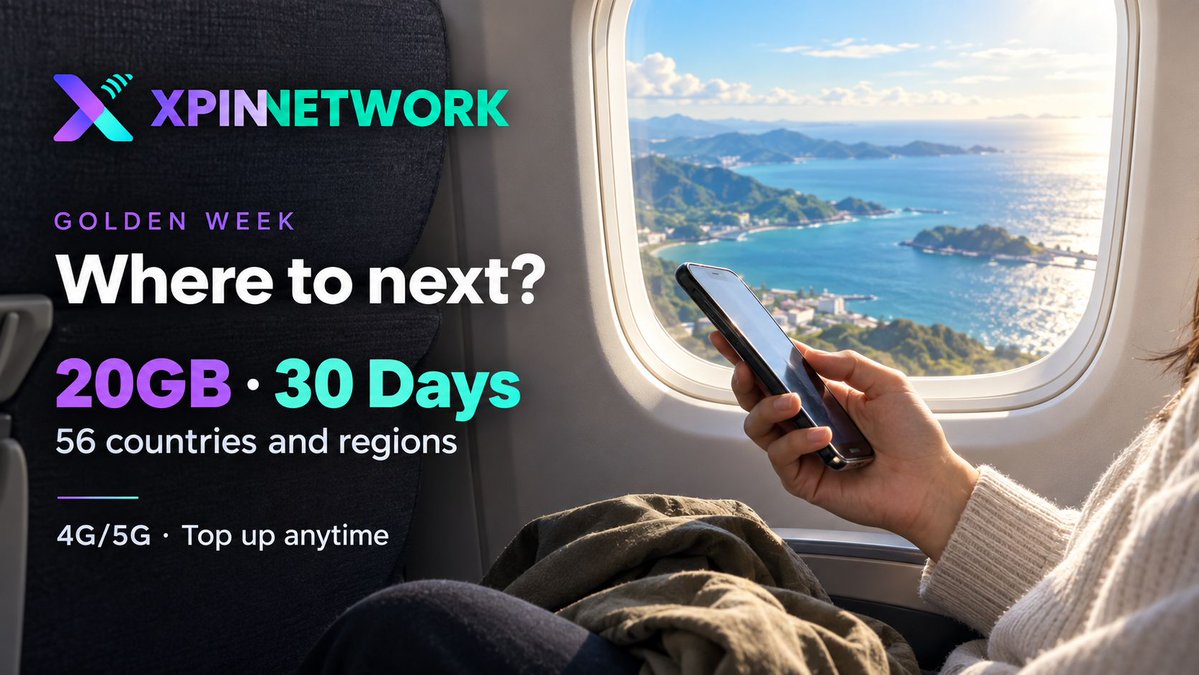XPINNetwork's tweet photo. Golden Week begins. Where are you heading next? ✈️

From Japan and Korea to Singapore and beyond, stay connected with one XPIN eSIM. 🌏

56 countries and regions
20GB for 30 days
4G/5G connectivity
Top up anytime

Travel without borders 👇
https://t.co/WOBBMLj4zA https://t.co/TTxymidF10