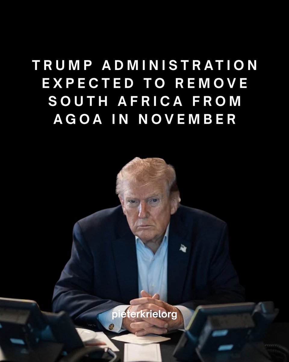 pieterkrielorg's tweet photo. If the Trump administration truly believed that white farmers in South Africa were being hunted and dispossessed, one might expect some concrete measure of solidarity rather than a trade punishment that lands squarely on the agricultural sector itself. The U.S. is thinking of cutting South Africa from AGOA affecting primarily the farmers the administration claims to be defending. Wake up! This is not concern for our farmers, it is opportunism. A government that genuinely wished to protect rural livelihoods would not choose the instrument most likely to bankrupt the very people it pretends to protect.