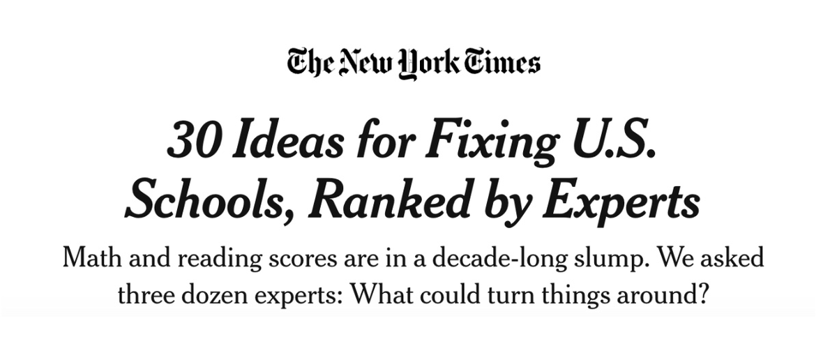 EngFlecha's tweet photo. The @nytimes itself acknowledges that its survey of 37 experts “is not a scientific poll.” Those who actually improve outcomes rely on actions that have demonstrated improvements.
https://t.co/fYjE8NhqPs
https://t.co/9jGcTE5cfC
#Education #PISA #SocialImpact #Science https://t.co/DFbMqNI19E