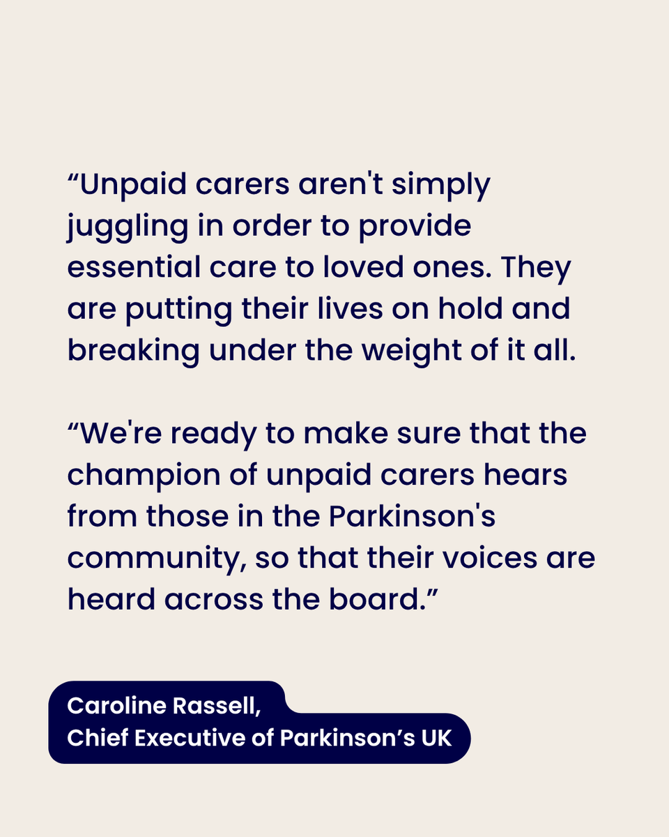 ParkinsonsUK's tweet photo. The new unpaid carers champion, announced today, will be tasked with making sure carers’ voices are heard across Government. Those who care for people with Parkinson's must be included in this. https://t.co/tKY3ZKkPTk