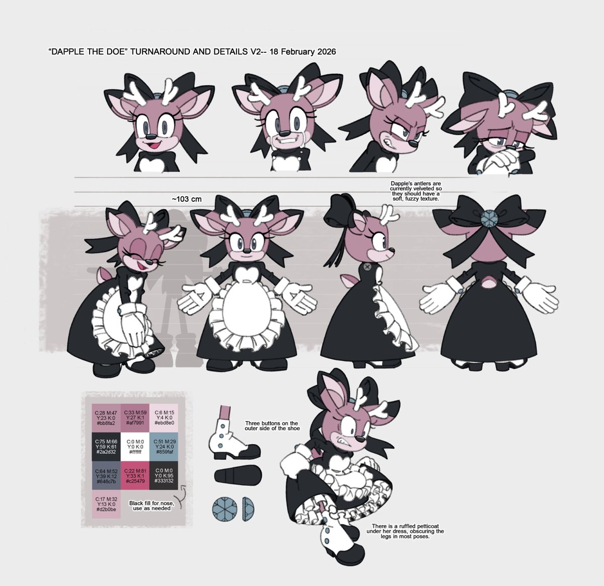 soniccitynet's tweet photo. 🎨 Evan Stanley has shared detailed model sheets for Soleil/Lunar the Sugar Glider, Dapple the Doe and Blackwood the Ermine from IDW Sonic!

The sheets include full turnarounds, expression guides, color palettes, costume details and design notes, giving a closer look at how each character was developed for the comics.

#SonicNews | #IDWSonic