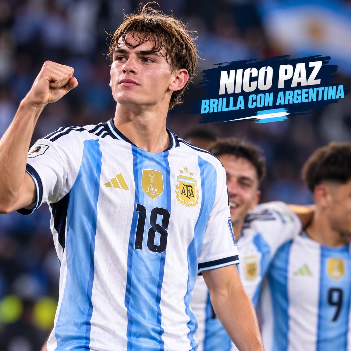 GOALSTATSLAB's tweet photo. 🇦🇷 Nico Paz brilló en el 4-0 de Argentina ante Bolivia. El centrocampista del Como marcó un gol y dio la asistencia para el tanto de Cuti Romero en el primer partido de la Albiceleste después del Mundial. https://t.co/0rfys5aooI