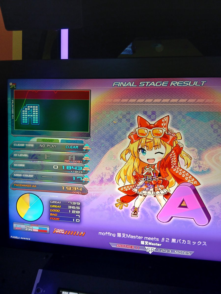 Dear_Anthem_07's tweet photo. 猫叉さんのモフモフしてるやつは、初見ハードでもいけそうな譜面なので、いけそうな方はハードでぜひ https://t.co/Ox78oDquYO