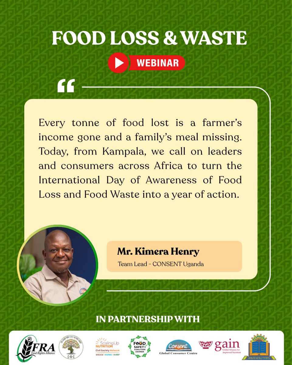 FRAUGANDA's tweet photo. 𝐅𝐨𝐨𝐝 𝐥𝐨𝐬𝐬 𝐢𝐬 𝐧𝐨𝐭 𝐣𝐮𝐬𝐭 𝐚𝐛𝐨𝐮𝐭 𝐰𝐡𝐚𝐭 𝐝𝐢𝐬𝐚𝐩𝐩𝐞𝐚𝐫𝐬 𝐚𝐟𝐭𝐞𝐫 𝐡𝐚𝐫𝐯𝐞𝐬𝐭; 𝐢𝐭 𝐢𝐬 𝐚𝐛𝐨𝐮𝐭 𝐥𝐢𝐯𝐞𝐥𝐢𝐡𝐨𝐨𝐝𝐬, 𝐧𝐮𝐭𝐫𝐢𝐭𝐢𝐨𝐧 𝐚𝐧𝐝 𝐟𝐨𝐨𝐝 𝐬𝐞𝐜𝐮𝐫𝐢𝐭𝐲. Turning awareness into action means protecting farmers’ incomes, preserving food for families and making food loss reduction a priority every day, not only on commemorative occasions. - @kimehenrich 

#FoodLossAndWaste #PostHarvestLoss #FoodSecurity #Farmers #CAADP #IDAFLW2026