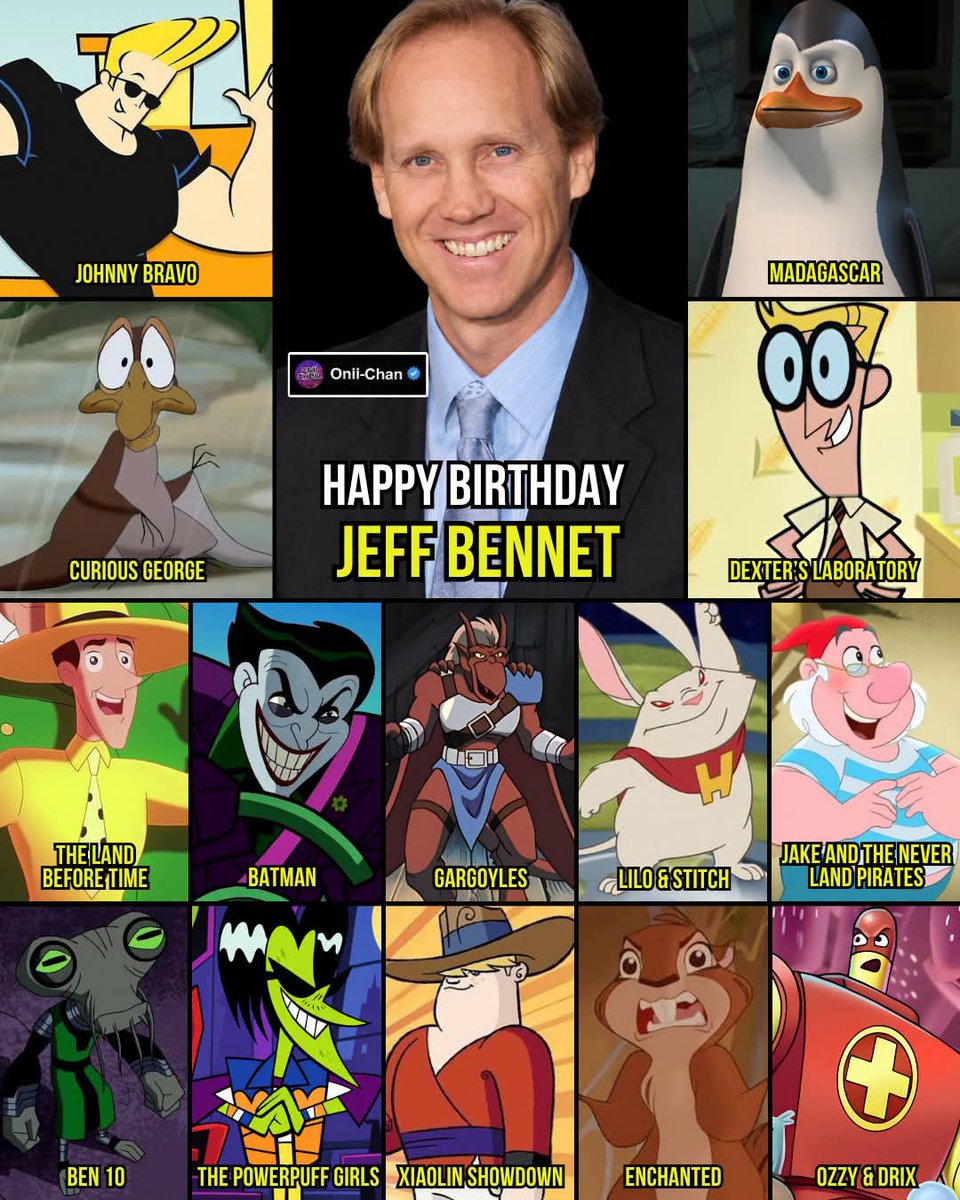 oniichanph's tweet photo. Legendary Cartoon Voice Actor Jeff Bennett Turns 64 Years Old! 🎙️🎉

Bennett has been one of the most recognizable voices in animation for decades, leading with the unmistakable swagger of Johnny Bravo while also bringing very different personalities to Kowalski in The Penguins of Madagascar, The Man with the Yellow Hat in Curious George, Dexter’s Dad in Dexter’s Laboratory, and Petrie in The Land Before Time franchise.

His range stretches from comedy to superheroes and villains, with characters like The Joker in Batman: The Brave and the Bold, Brooklyn in Gargoyles, Dr. Jacques von Hämsterviel in Lilo & Stitch: The Series, Azmuth in Ben 10: Alien Force, and Red Tornado in Young Justice.

Some of his most notable voice roles include:
• Johnny Bravo (Johnny Bravo)
• Kowalski (The Penguins of Madagascar)
• The Man with the Yellow Hat (Curious George)
• Dexter’s Dad (Dexter’s Laboratory)
• Petrie (The Land Before Time)
• The Joker (Batman: The Brave and the Bold)
• Brooklyn (Gargoyles)
• Dr. Jacques von Hämsterviel (Lilo & Stitch: The Series)
• Mr. Smee (Jake and the Never Land Pirates)
• Azmuth (Ben 10: Alien Force)
• Ace (The Powerpuff Girls)
• Clay Bailey (Xiaolin Showdown)
• Pip (Enchanted)
• Drix (Ozzy & Drix)
• Clank (Tinker Bell)
• Raj (Camp Lazlo)
• Peter Puppy (Earthworm Jim)
• Red Tornado (Young Justice)
• Keswick (T.U.F.F. Puppy)
• Choose Goose (Adventure Time)

With a career spanning comedy, adventure, superheroes, family animation, and some of television’s most quotable cartoon characters, his versatility behind the microphone has remained one of his greatest strengths.

Here’s to Jeff Bennett at 64 and a voice legacy that continues to reach generation after generation of animation fans. 🎂🎙️✨