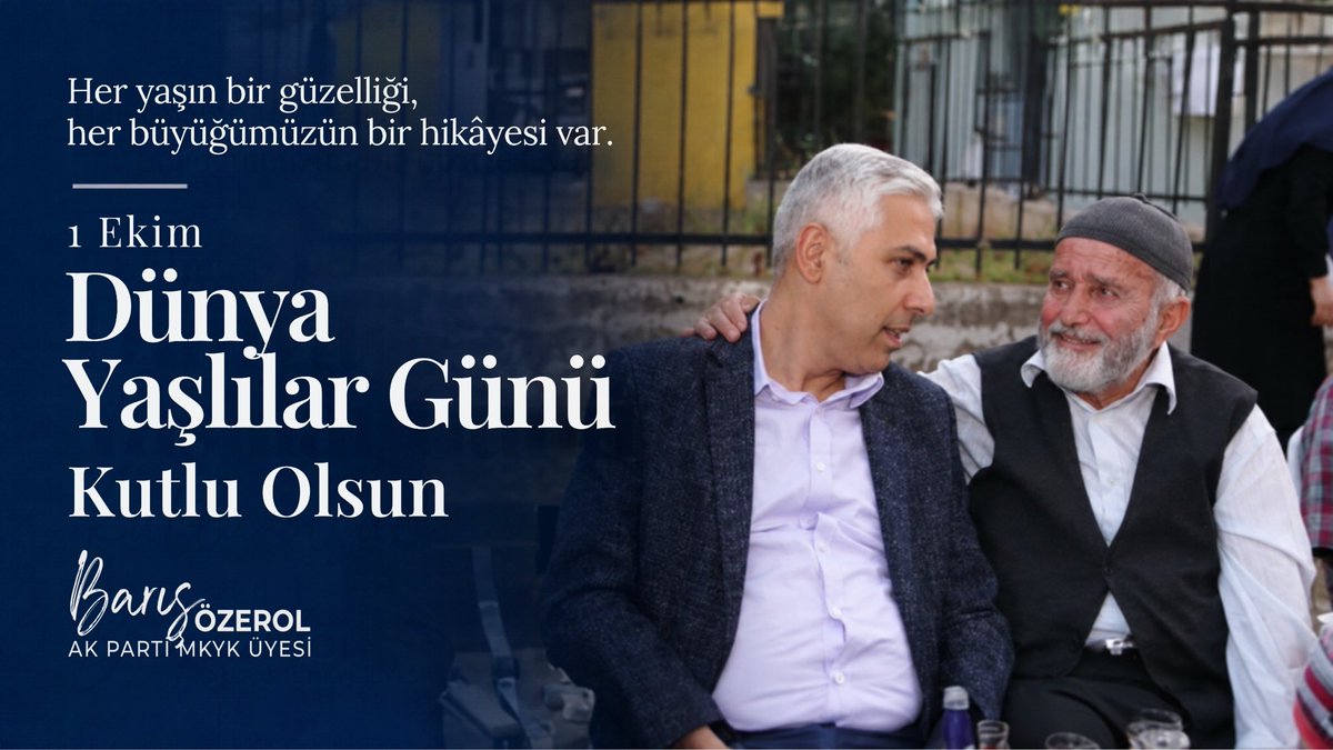 BarisOzerol's tweet photo. Hayat tecrübeleri, birikimleri ve bizlere bıraktıkları değerlerle toplumumuzun hafızasını oluşturan büyüklerimiz, dün ile bugün arasında kurduğumuz en kıymetli köprüdür.

Büyüklerimizin her zaman yanında olmak, onların tecrübelerine kulak vermek ve hayatlarını kolaylaştırmak hepimizin ortak sorumluluğudur.

Toplumumuzun hafızası, gönüllerimizin baş tacı olan büyüklerimizin #DünyaYaşlılarGünü kutluyor, sağlık ve huzur dolu bir ömür diliyorum.