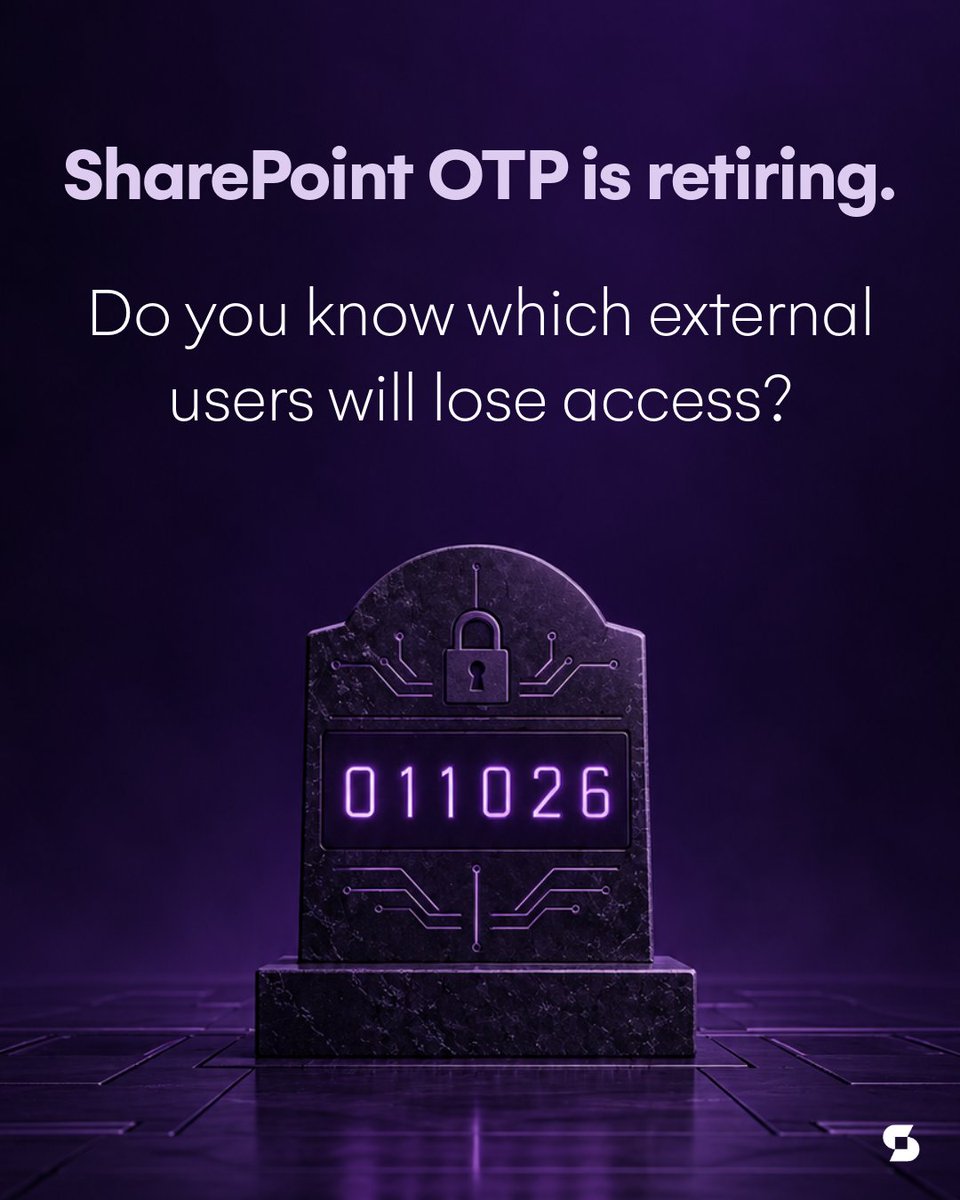 SyskitTeam's tweet photo. External recipients who only ever received file or folder shares via SharePoint OTP may lose access to their old links.

@vladcatrinescu covers what changes, who’s affected, and four ways M365 admins can find and address affected users.

Read more: https://t.co/BZSkVDkhvy https://t.co/9qwq894Om4