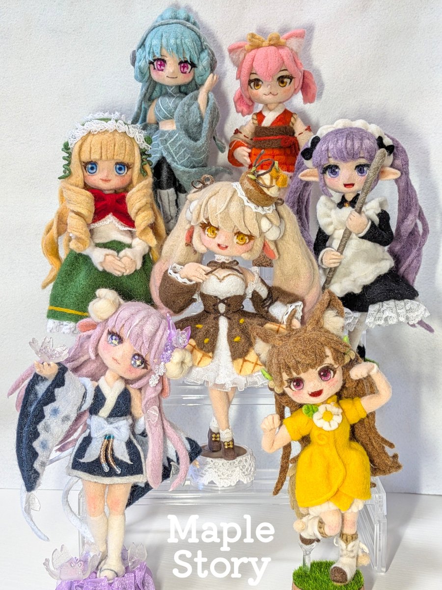 KURUMI___ACNH's tweet photo. 羊毛フェルトで作った女の子たち🐏 https://t.co/Zbl9IkNg8m